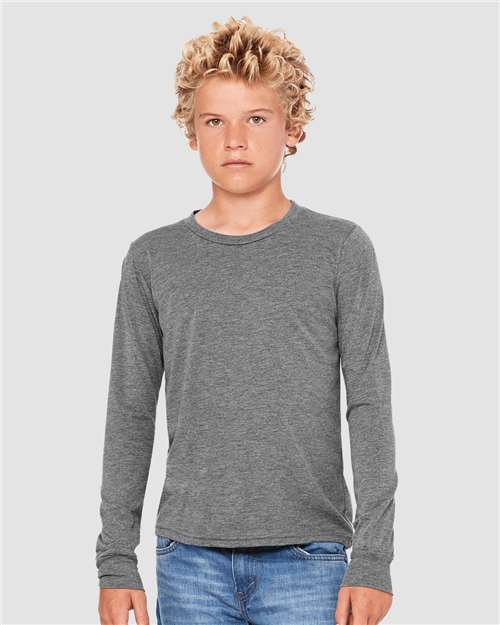 Custom Embroidered BELLA + CANVAS Youth Triblend Long Sleeve Tee 3513Y