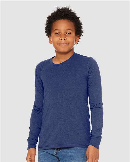 Custom Embroidered BELLA + CANVAS Youth Triblend Long Sleeve Tee 3513Y