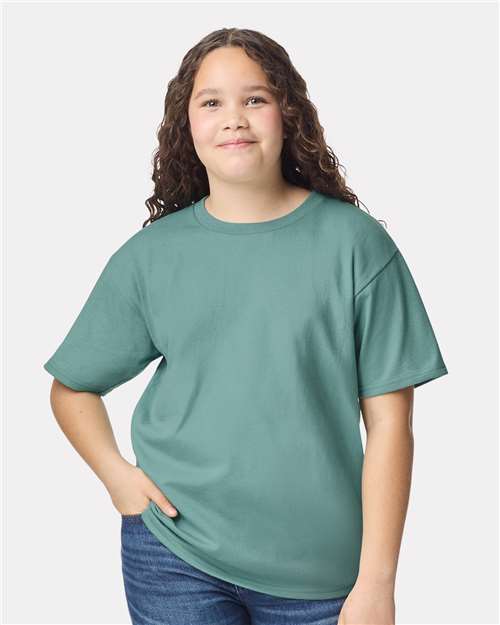 Custom Embroidered Gildan Heavy Cotton™ Youth T-Shirt 5000B Aquatic