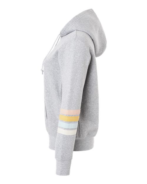 MV Sport Women's Striped Sleeves Full-Zip Hooded Sweatshirt W22732