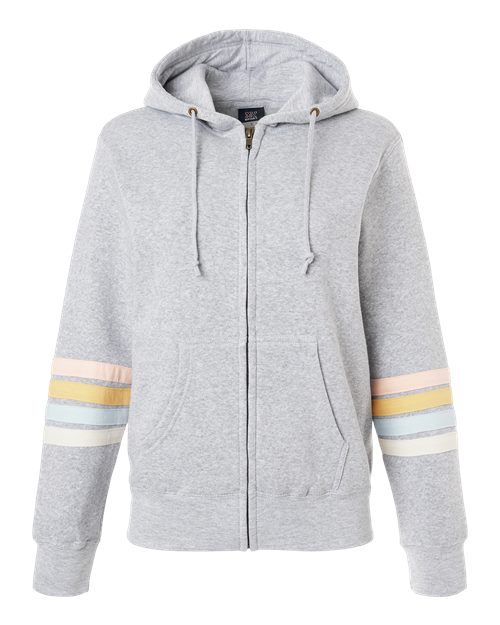 MV Sport Women's Striped Sleeves Full-Zip Hooded Sweatshirt W22732