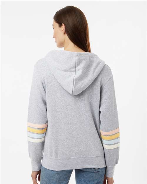 MV Sport Women's Striped Sleeves Full-Zip Hooded Sweatshirt W22732