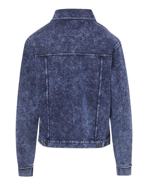 MV Sport Women's Mila Acid Wash Denim Terry Jacket W23119