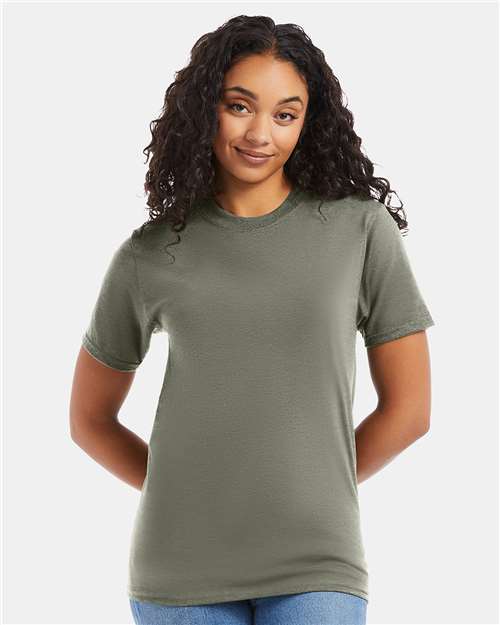 Custom Embroidered Hanes Beefy-T® T-Shirt 5180 Fatigue Green