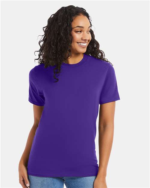 Custom Embroidered Hanes Beefy-T® T-Shirt 5180 Purple