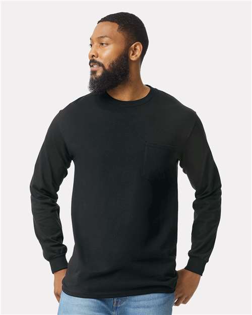 Custom Embroidered Gildan Ultra Cotton® Long Sleeve Pocket T-Shirt 2410