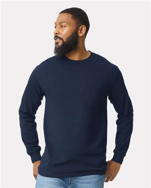Custom Embroidered Gildan Ultra Cotton® Long Sleeve Pocket T-Shirt 2410