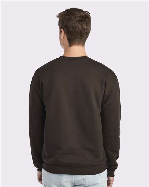 JERZEES NuBlend® Crewneck Sweatshirt 562MR Chocolate Custom Embroidered Business Logo