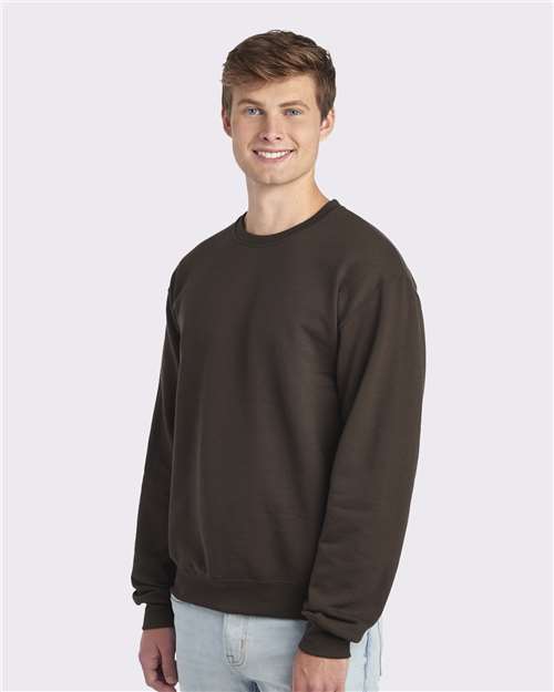 JERZEES NuBlend® Crewneck Sweatshirt 562MR Chocolate Custom Embroidered Business Logo