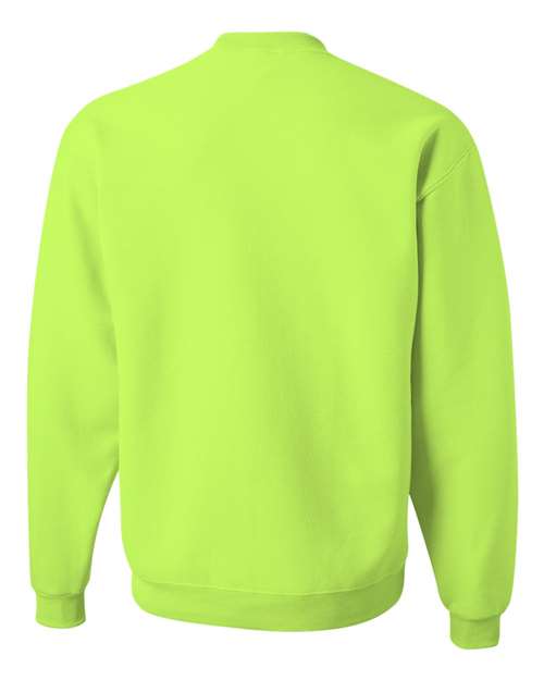 JERZEES NuBlend® Crewneck Sweatshirt 562MR Safety Green Custom Embroidered Business Logo