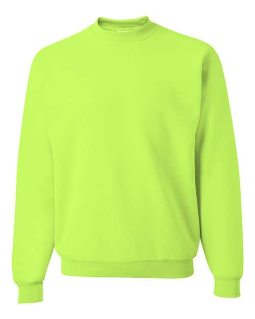 JERZEES NuBlend® Crewneck Sweatshirt 562MR Safety Green Custom Embroidered Business Logo