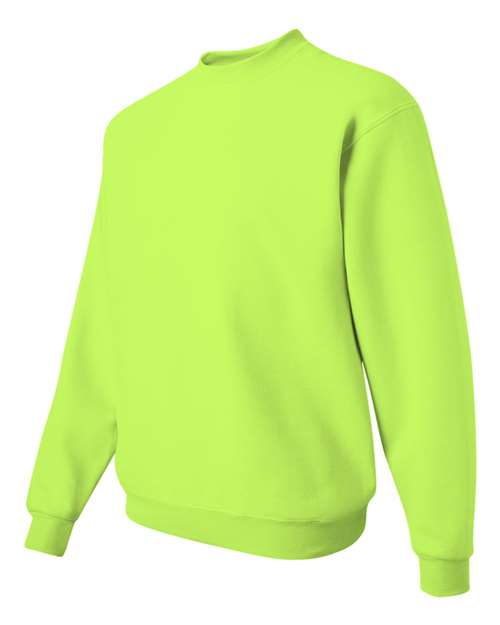 JERZEES NuBlend® Crewneck Sweatshirt 562MR Safety Green Custom Embroidered Business Logo