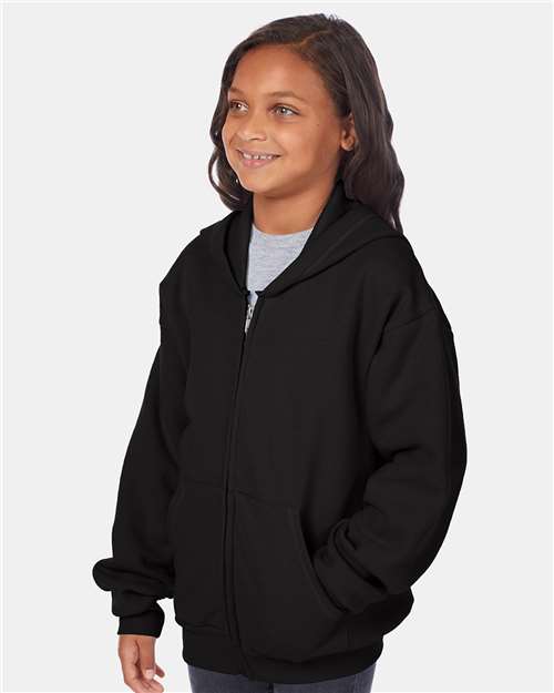Hanes EcoSmart® Youth Full-Zip Hooded Sweatshirt P480