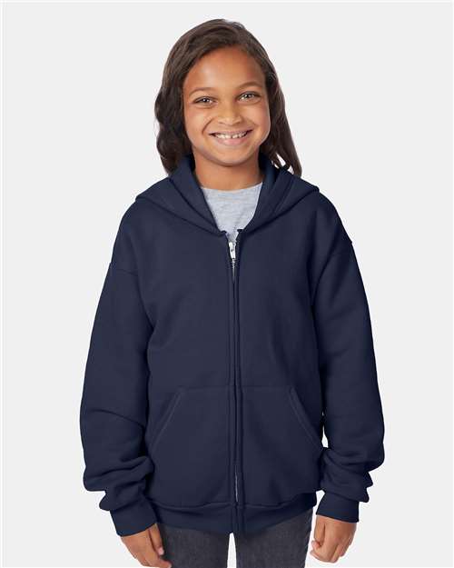 Custom Embroidered Hanes EcoSmart® Youth Full-Zip Hooded Sweatshirt P480