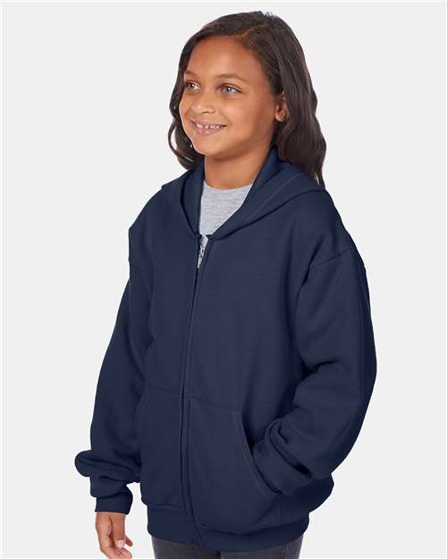 Hanes EcoSmart® Youth Full-Zip Hooded Sweatshirt P480