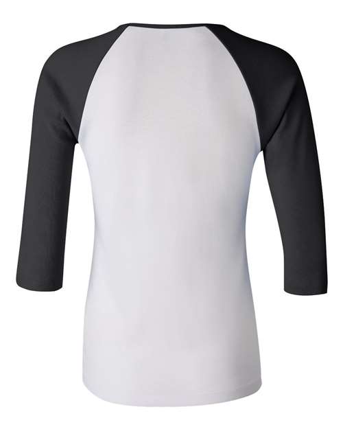 BELLA + CANVAS Women’s 1X1 Baby Rib Raglan Three-Quarter Sleeve Tee 2000