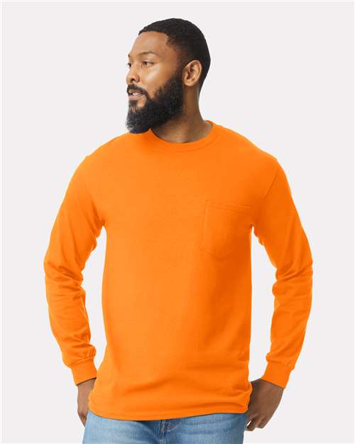 Custom Embroidered Gildan Ultra Cotton® Long Sleeve Pocket T-Shirt 2410