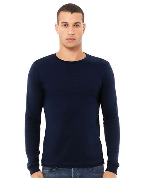 Custom Embroidered BELLA + CANVAS Jersey Long Sleeve Tee 3501 Navy
