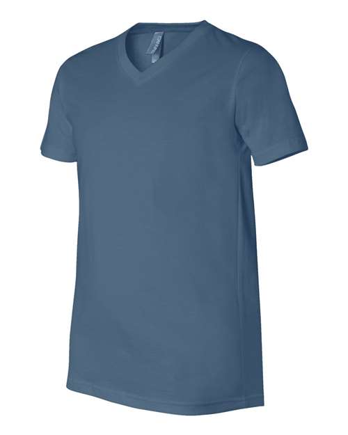 BELLA + CANVAS Jersey V-Neck Tee 3005 Steel Blue Custom Embroidered Business Logo