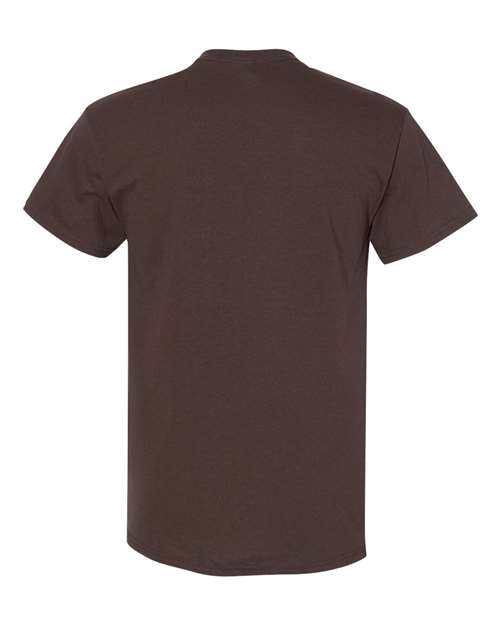 Gildan USA-Made Fine Jersey T-Shirt 5000 Dark Chocolate Custom Embroidered Business Logo