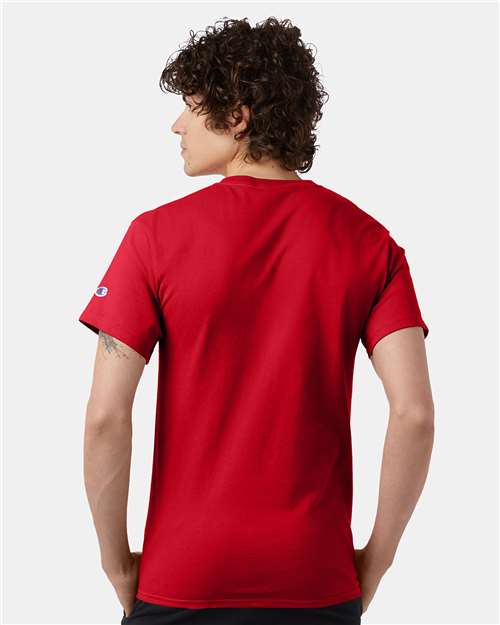 Champion Short Sleeve T-Shirt T425 Red Custom Embroidered Business Logo