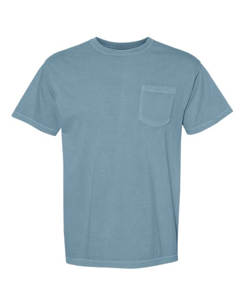 Comfort Colors Garment-Dyed Heavyweight Pocket T-Shirt 6030 Grey Custom Embroidered Business Logo