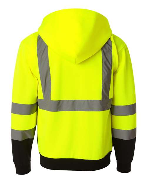 Kishigo Hi-Vis Full-Zip Hooded Sweatshirt JS102-103