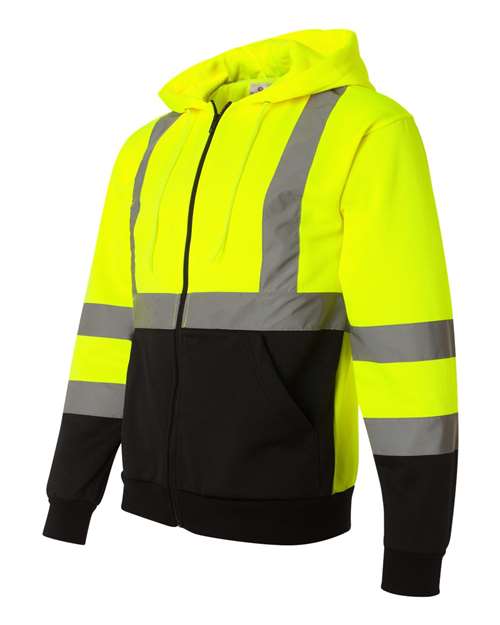 Kishigo Hi-Vis Full-Zip Hooded Sweatshirt JS102-103