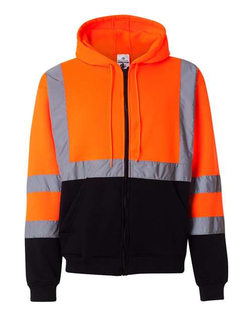 Kishigo Hi-Vis Full-Zip Hooded Sweatshirt JS102-103