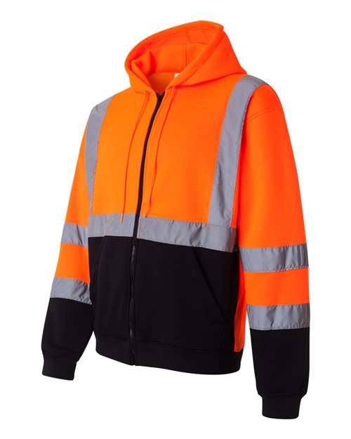Kishigo Hi-Vis Full-Zip Hooded Sweatshirt JS102-103