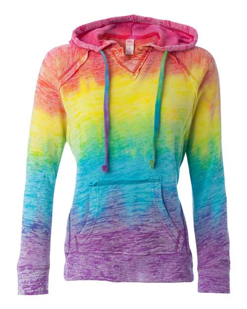 MV Sport Women’s Courtney Burnout V-Notch Hooded Sweatshirt W1162
