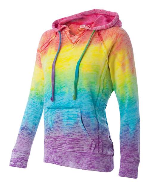 MV Sport Women’s Courtney Burnout V-Notch Hooded Sweatshirt W1162