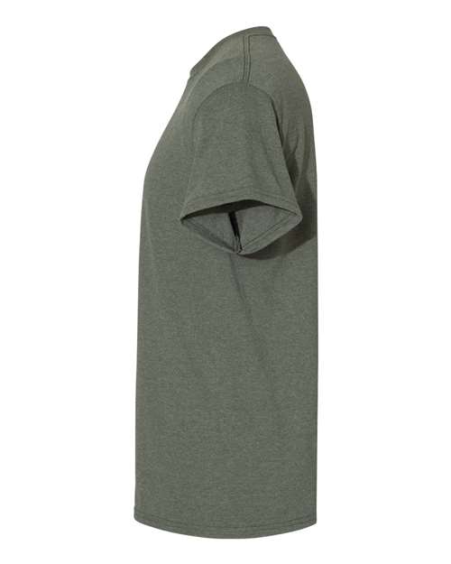 Gildan USA-Made Fine Jersey T-Shirt 5000 Heather Military Green Custom Embroidered Business Logo