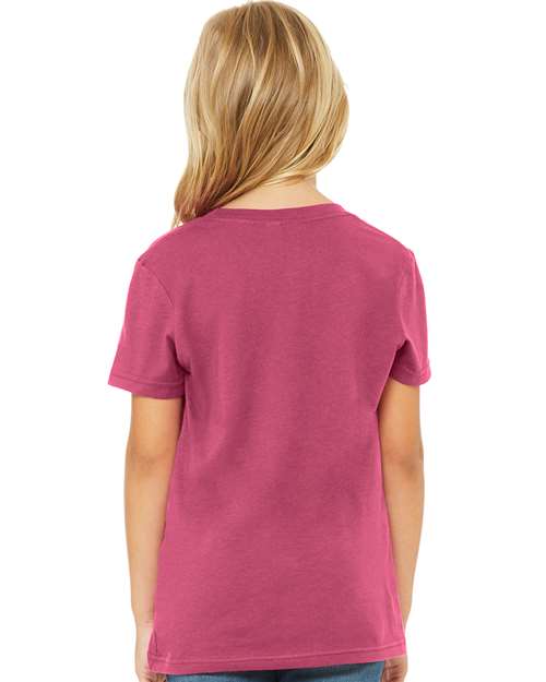 BELLA + CANVAS Youth Jersey Tee 3001Y Berry Custom Embroidered Business Logo