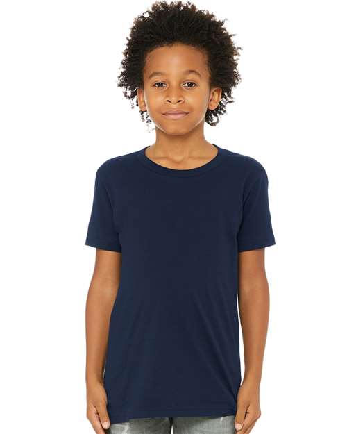 BELLA + CANVAS Youth Jersey Tee 3001Y Natural Custom Embroidered Business Logo