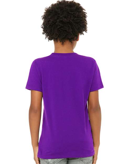 BELLA + CANVAS Youth Jersey Tee 3001Y Team Purple Custom Embroidered Business Logo