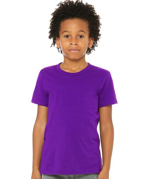 Custom Embroidered BELLA + CANVAS Youth Jersey Tee 3001Y Team Purple