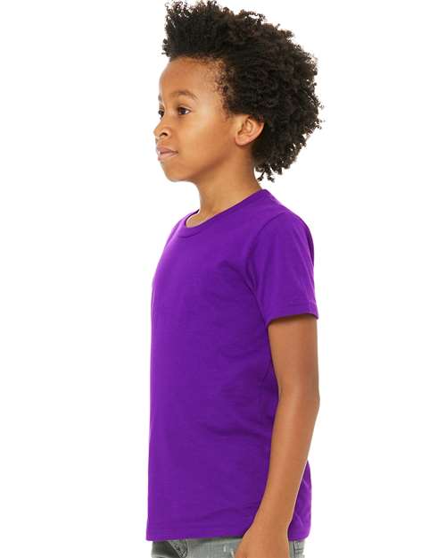 BELLA + CANVAS Youth Jersey Tee 3001Y Team Purple Custom Embroidered Business Logo