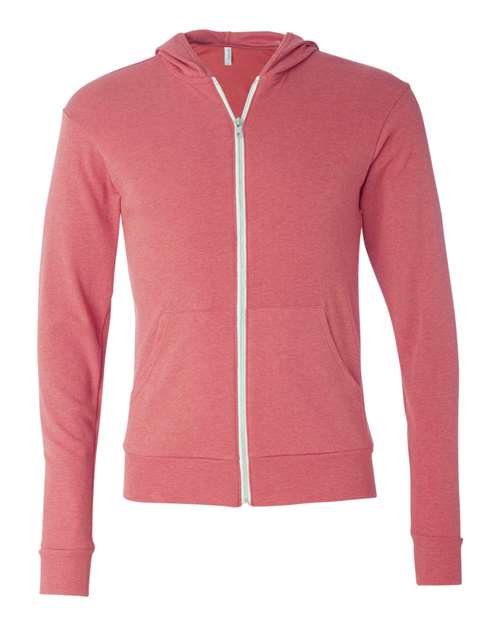 BELLA + CANVAS Triblend Lightweight Full-Zip Hooded Long Sleeve Tee 3939