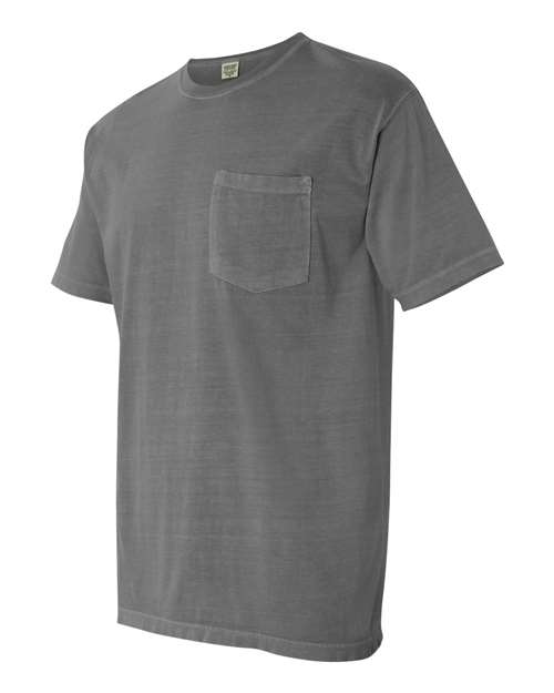 Comfort Colors Garment-Dyed Heavyweight Pocket T-Shirt 6030 Grey Custom Embroidered Business Logo