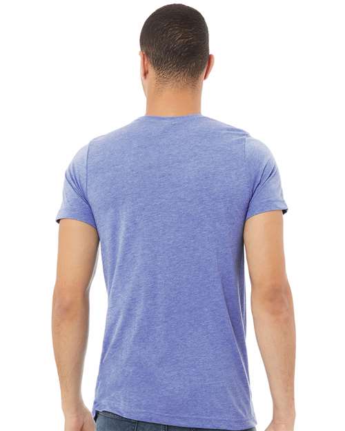 BELLA + CANVAS Triblend Tee 3413 Blue Triblend Custom Embroidered Business Logo