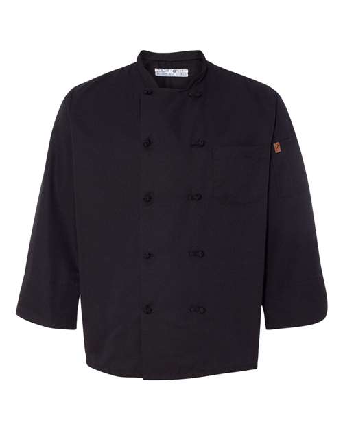 Chef Designs Black Knot Button Chef Coat 0427 Custom Embroidered Business Logo