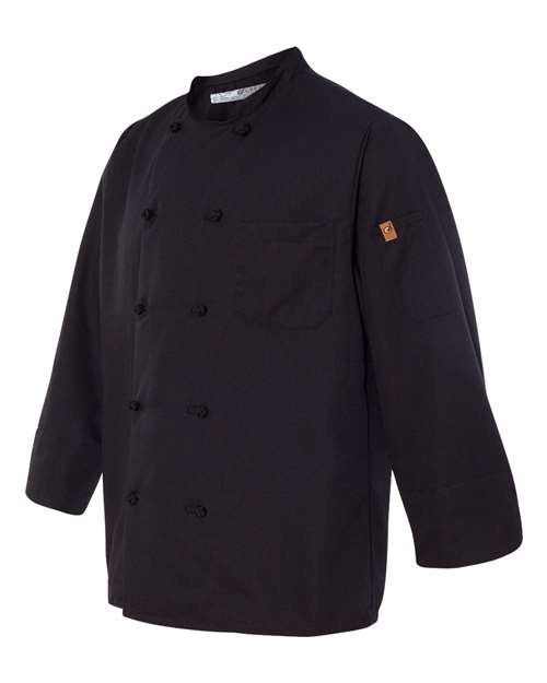 Chef Designs Black Knot Button Chef Coat 0427 Custom Embroidered Business Logo