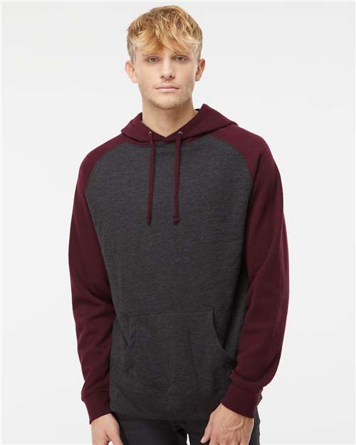 Custom Embroidered Independent Trading Co. Raglan Hooded Sweatshirt IND40RP