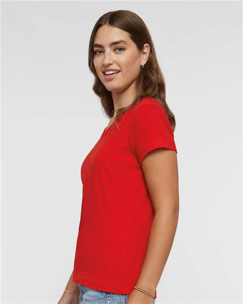 LAT Women's Fine Jersey V-Neck Tee 3507 Red