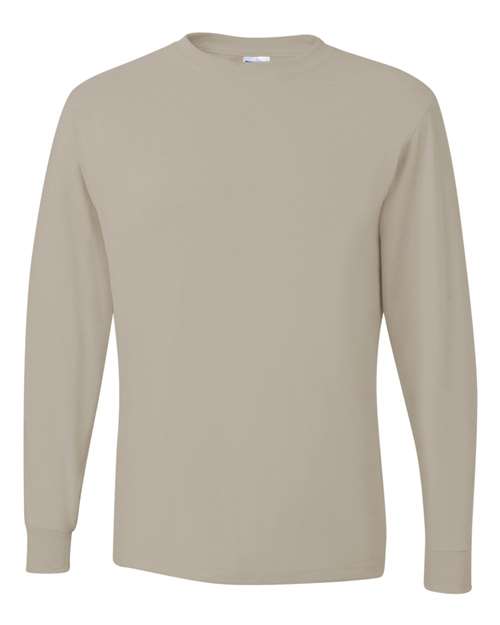 JERZEES Dri-Power® Long Sleeve 50/50 T-Shirt 29LSR Sandstone Custom Embroidered Business Logo