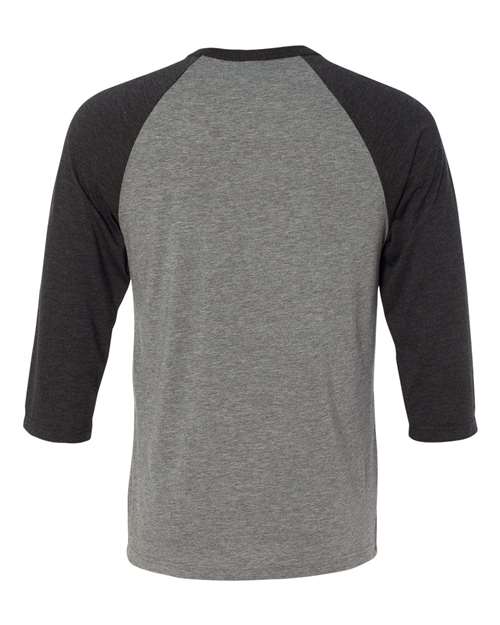 BELLA + CANVAS Three-Quarter Sleeve Baseball Tee 3200 Grey/ Charcoal Black Triblend Custom Embroidered Business Logo