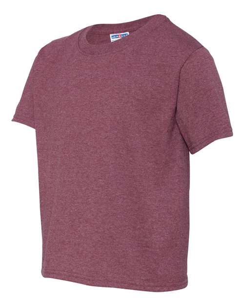 JERZEES Dri-Power® Youth 50/50 T-Shirt 29BR Vintage Heather Maroon Custom Embroidered Business Logo