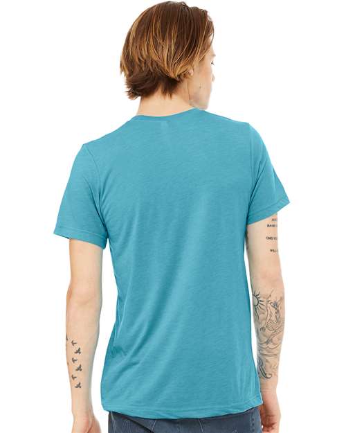 BELLA + CANVAS Triblend Tee 3413 Aqua Triblend Custom Embroidered Business Logo