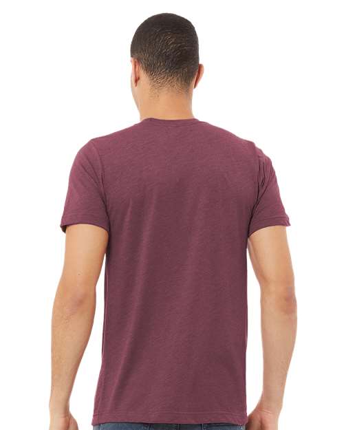 BELLA + CANVAS Triblend Tee 3413 Maroon Triblend Custom Embroidered Business Logo